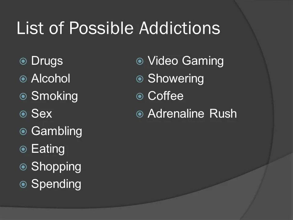 Types of Addiction. List of Addictions. Types of addictive Behavior. Addiction примеры. Types of possible