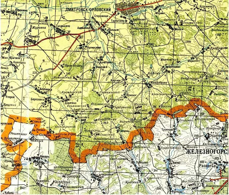 Карта курской области с поселками