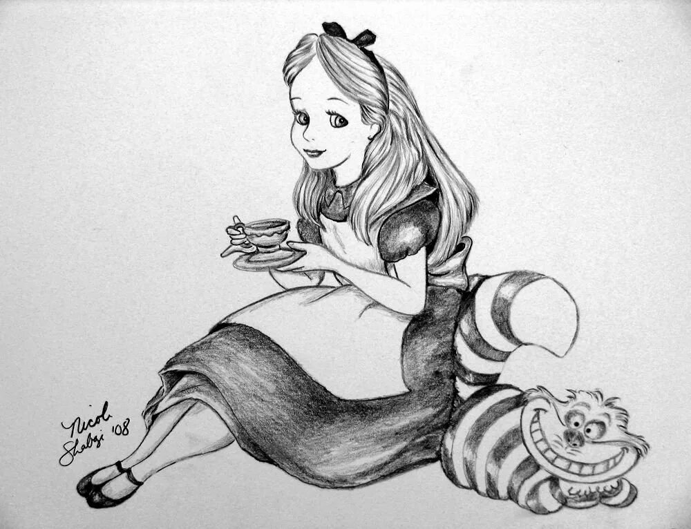 Нарисовать сказку алиса в стране чудес. Алиса в стране чудес рисунок. Алиса из Алисы в стране чудес рисунок. Алиса в стране чудес Чеширский кот рисунок. Алиса в стране чудес нарисовать.