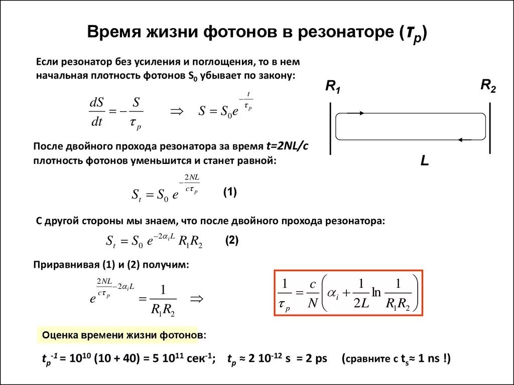 Время жизни фотона в резонаторе. Среднее время жизни фотона. Время поглощения фотона. Движение фотонов в резонаторе лазера. Время жизни изучения