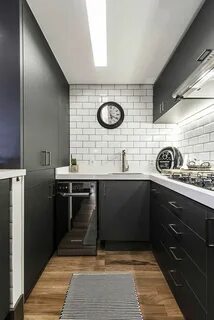Серый кирпич кухня