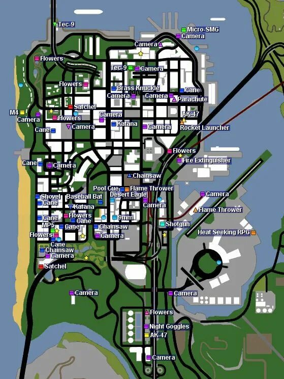 Где находится микро. Оружие на карте Сан андреас Сан Фиерро. Сан Фиерро в ГТА Сан андреас на карте. Карта магазинов ГТА Сан андреас. Магазин оружия в GTA San Andreas на карте.