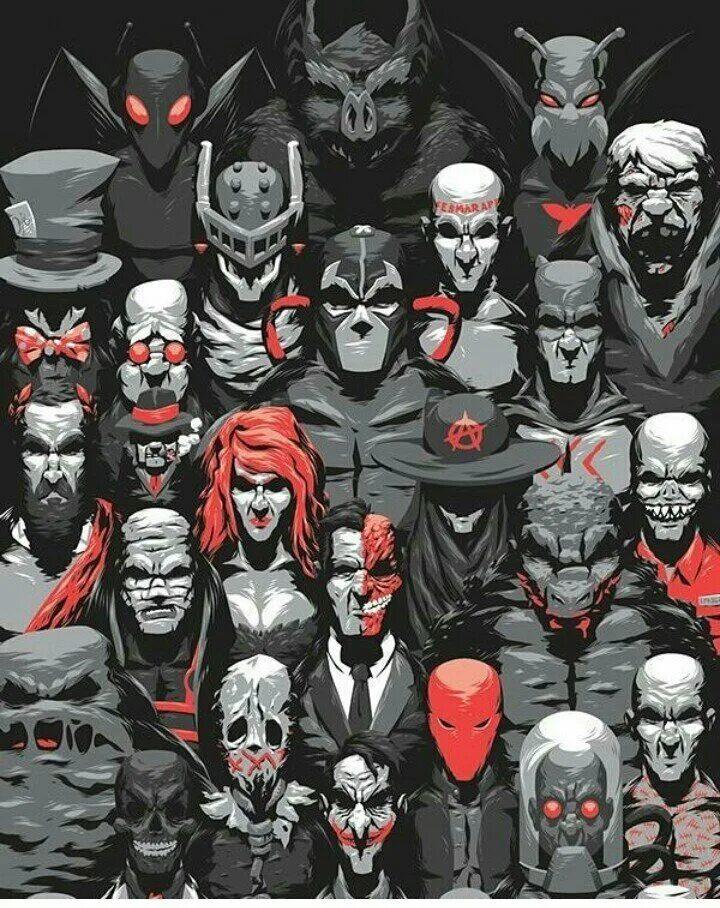 Черно белые злодеи. Антигерои dc comics. враги бэтмена dc comics. суперзлодеи dc. бэтмен герои и злодеи.