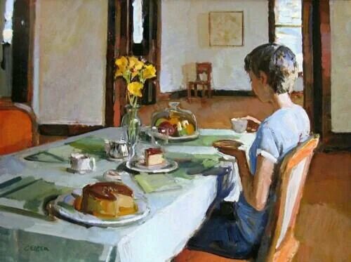 После обеда картина. Художник Philip Geiger City Breakfast 2011. Картина завтрак. Завтрак в живописи. Завтрак на картинах художников.