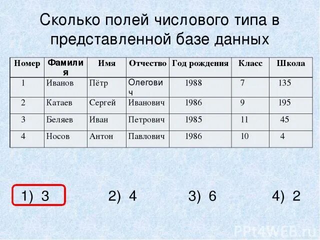 Сколько записей в следующей таблице. Числовые поля в базе данных. Количество полей в базе данных. Количествотзаписей в БД. Количество записей в БД.