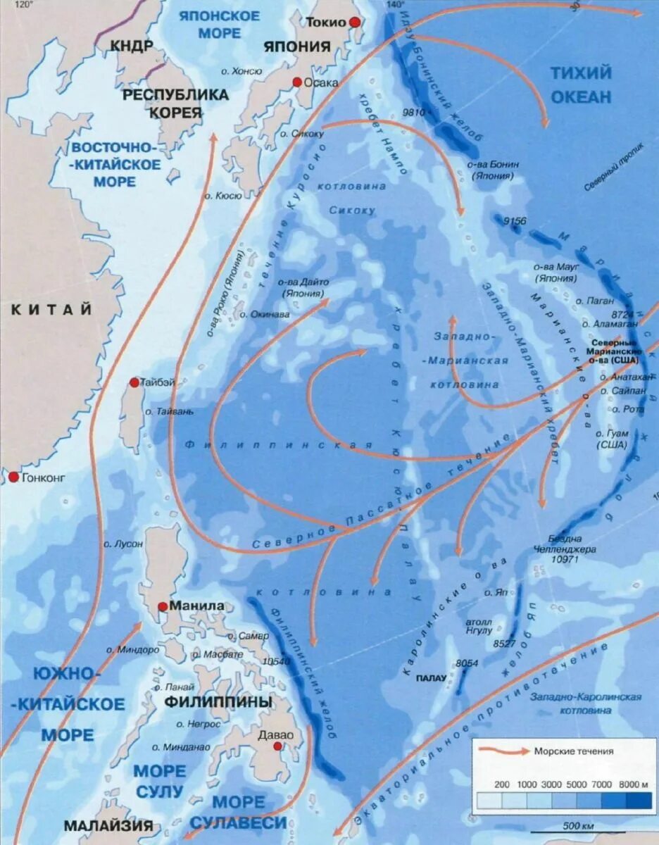Южные течения тихого океана. Течения в Восточно-китайском море. Течения Южно китайского моря. Климатическая карта филиппинского моря. Течение в Южно китайском море на карте.