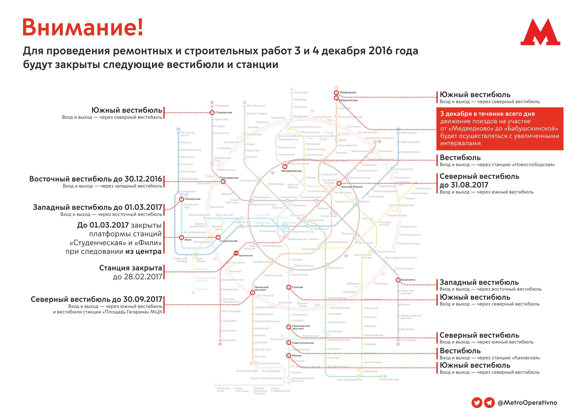 Какие станция закрыли в москве