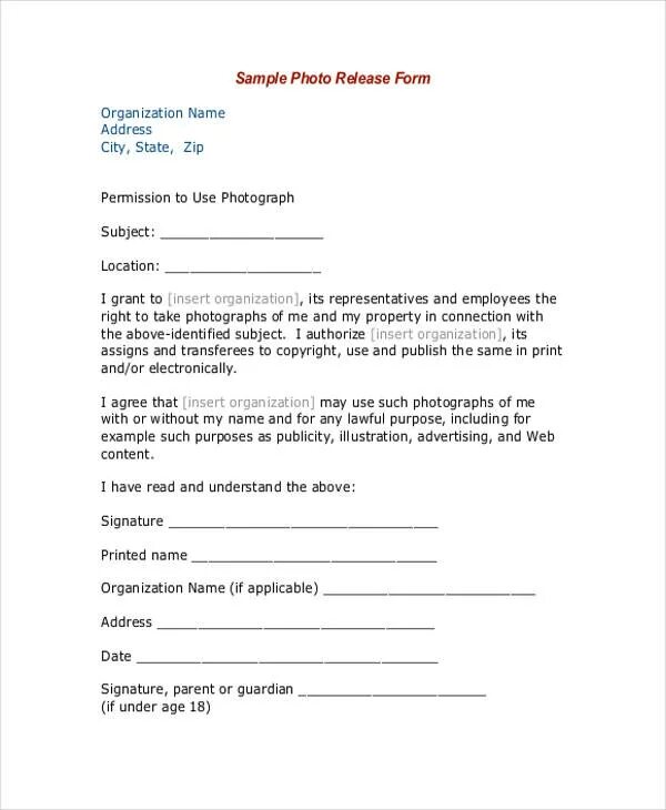 Sample of consent form. Photo permission. Templet for parental recommendation for children. Photo permission. Photo permission.