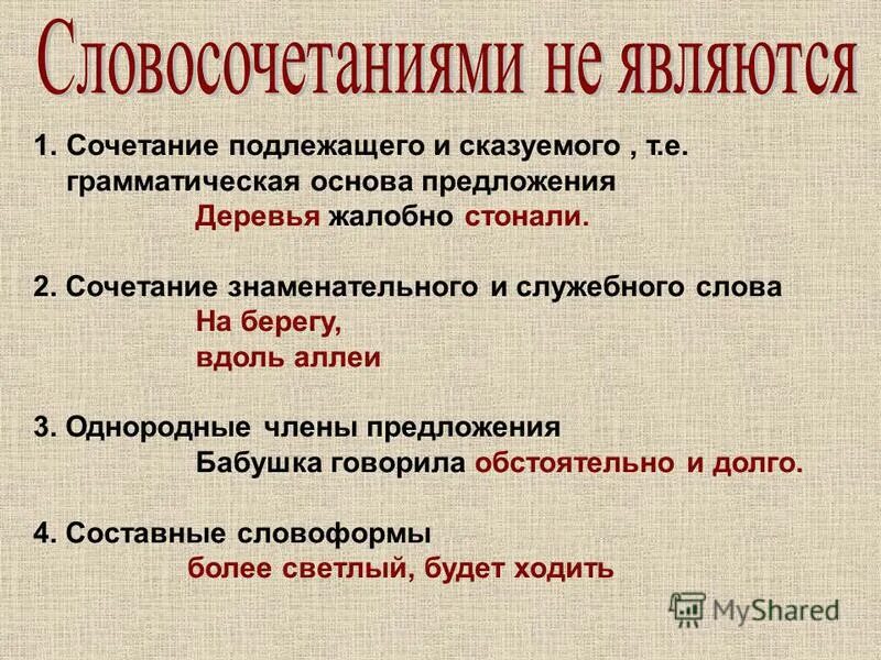 Знаменательные слова в предложениях