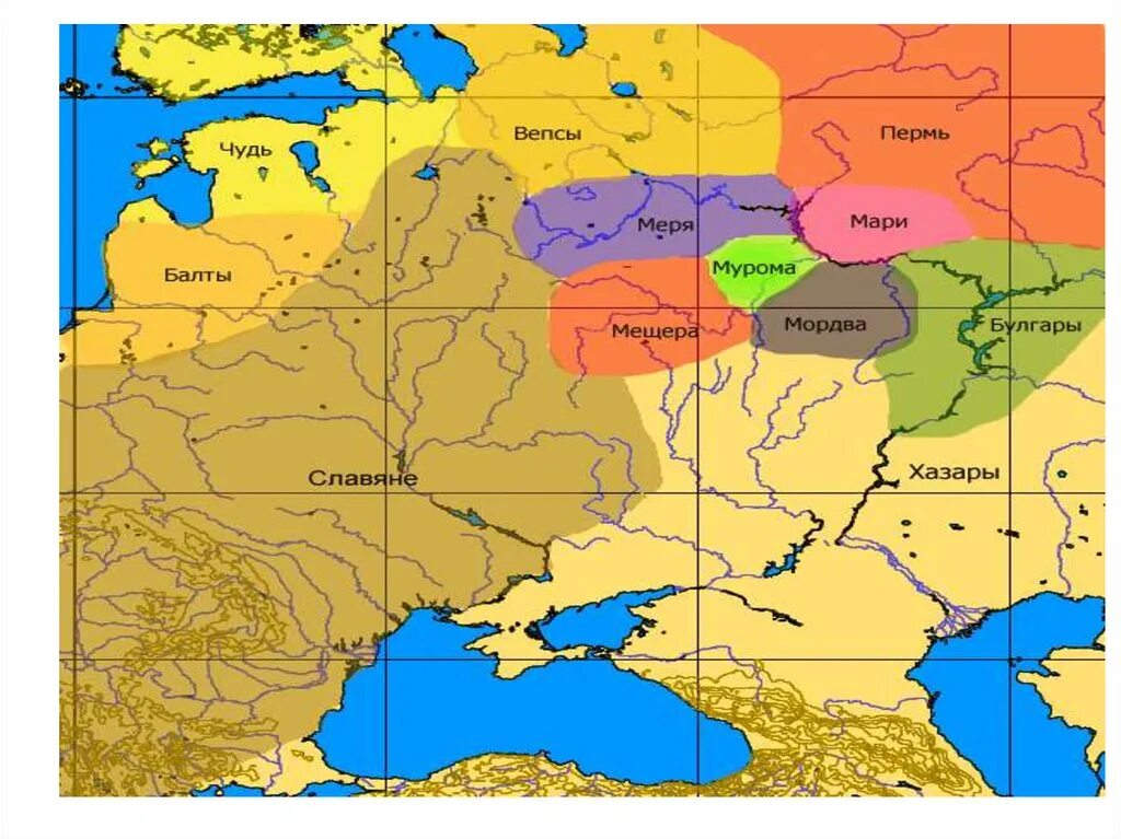 Финно угорские племена в древней Руси. Финно-угорские племена на карте древней Руси. УГРО финские племена в древней Руси на карте. Финно угорские племена на карте Руси. Балты угры