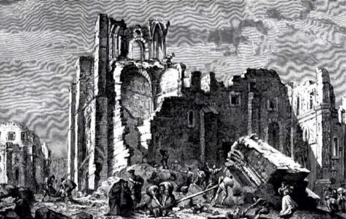 1755 землетрясения. Лиссабонское землетрясение 1755. Лиссабонское землетрясение 1 ноября 1755 года. Землетрясение в Португалии в 1755. ЦУНАМИ В Португалии 1755.