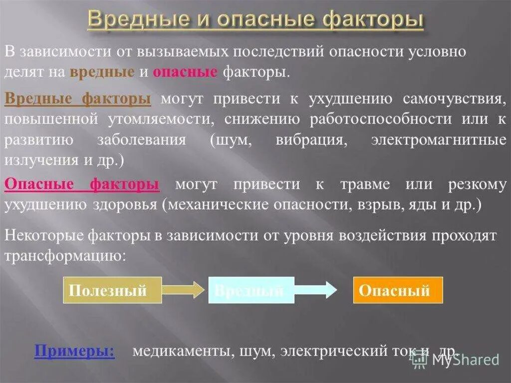 Общее опасного и вредного фактора