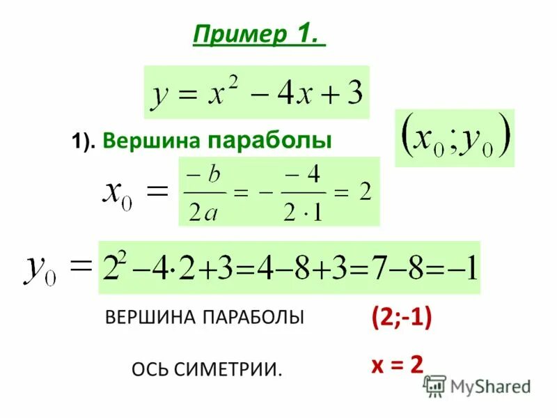 Вершина параболы формула нахождения. Координаты вершины параболы формула. Формула нахождения вершины параболы квадратичной. Формула х вершины параболы. Найти координаты вершины параболы y 2x2