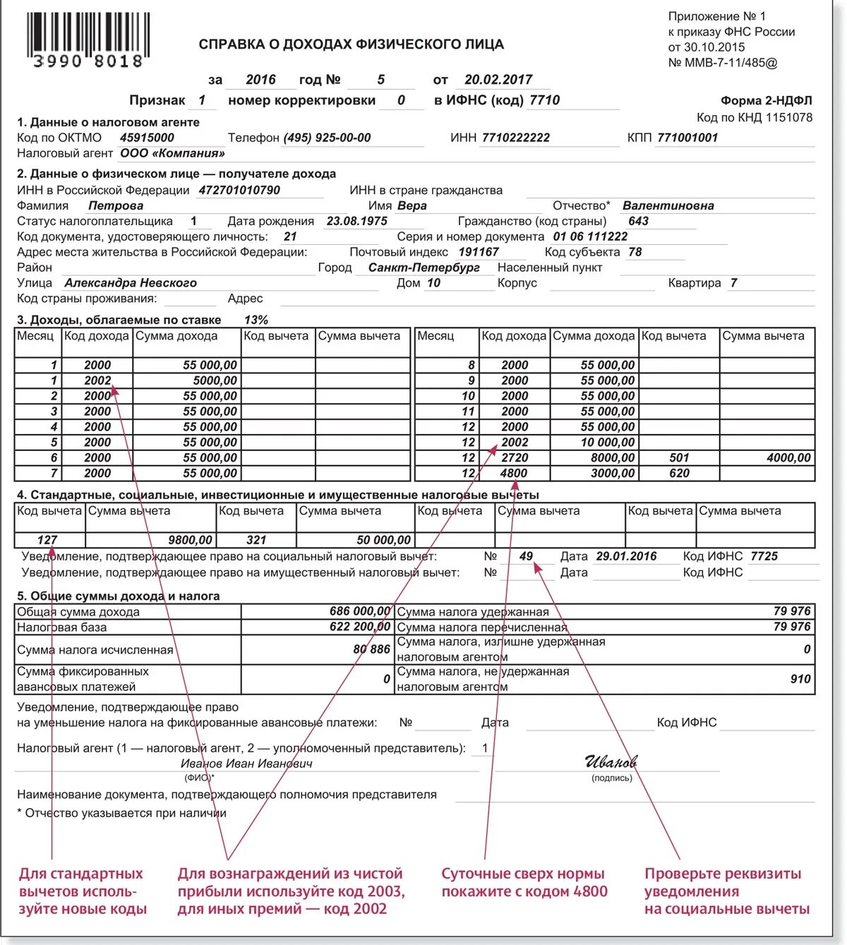 Ндфл за декабрь период. Справка о доходах фл форма 2 НДФЛ образец. Общие суммы дохода и налога в справке 2-НДФЛ. Справка 2 НДФЛ С кодом 2. Как понять справку 2 НДФЛ.