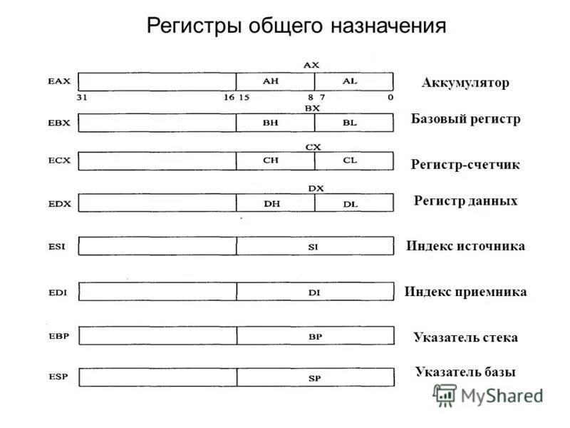 Регистры сопроцессора. Регистры общего назначения процессора. Какие операции выполняют регистры. Управляющие регистры. Управляющие регистры ассемблер.
