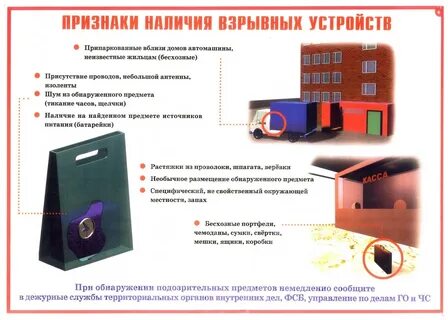 Какие основные признаки наличия взрывных устройств ответ