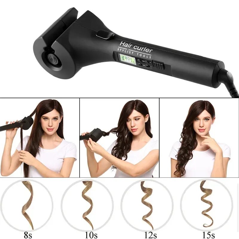 Как работает стайлер для волос. Стайлер automatic hair curler. hair curler автоматическая плойка. babyliss стайлер magic curls. автоматический стайлер для волос с алиэкспресс.