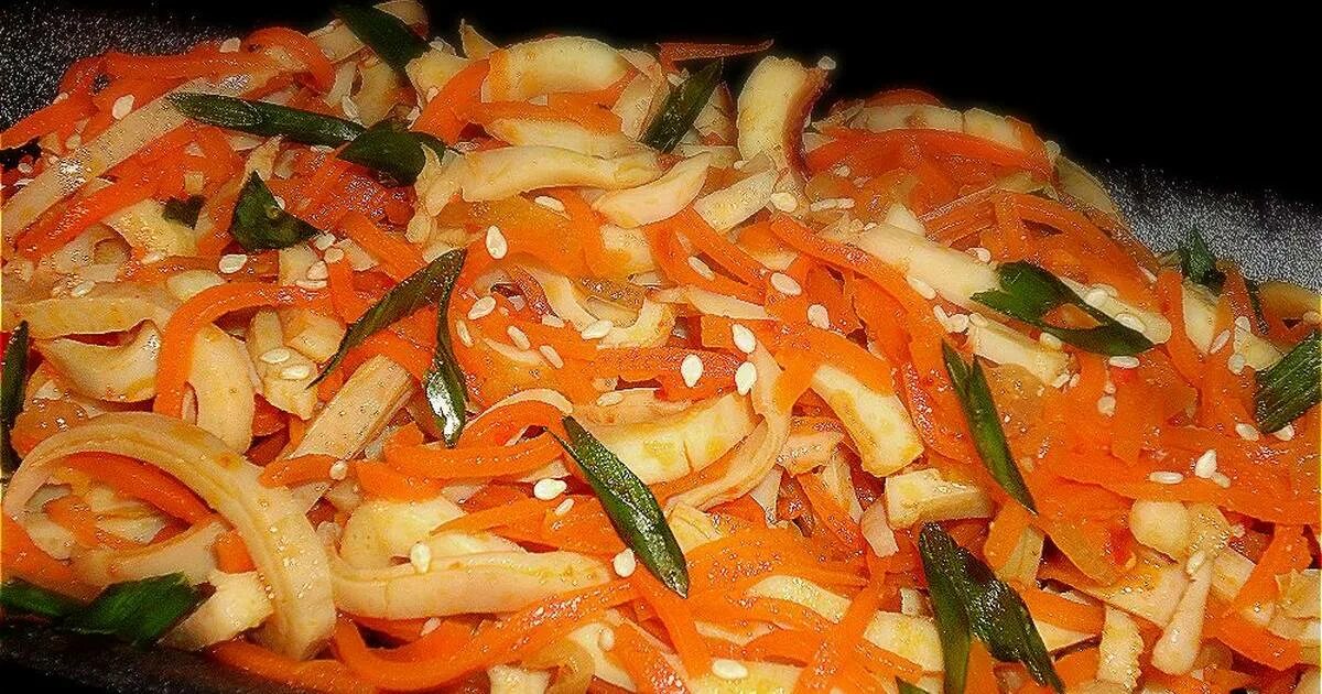 кальмары по-корейски. морковь по-корейски с кальмарами. кальмары по-корейски. кальмары хе по-корейски. кальмар по-корейски острый.