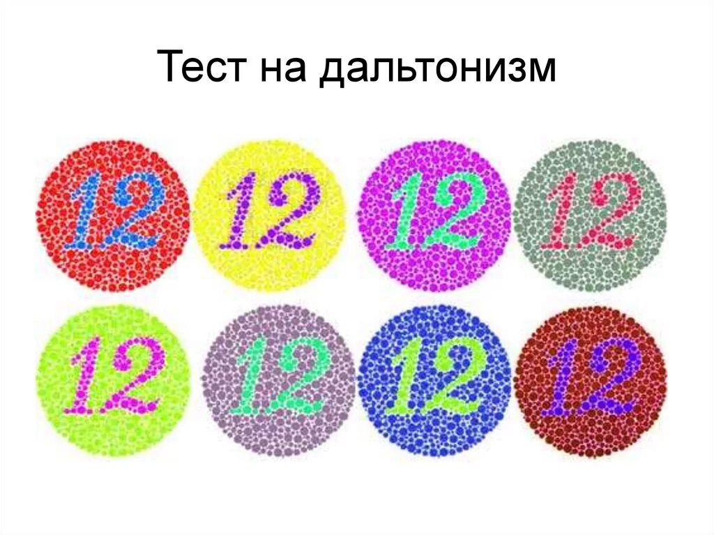 Тесты 12 цифр. Тест на дальтонизм. тест на определение дальтонизма. картинки с цифрами на дальтонизм. дальтонизм презентация.