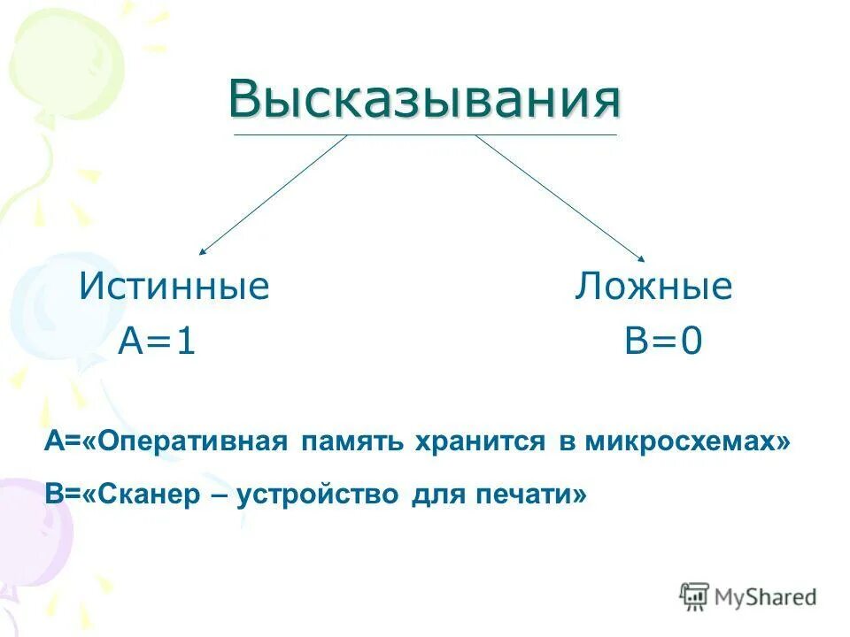 Равный истинный и ложный