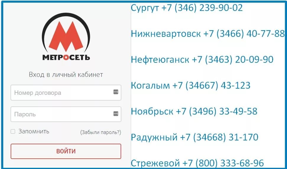 Метросеть личный телефон