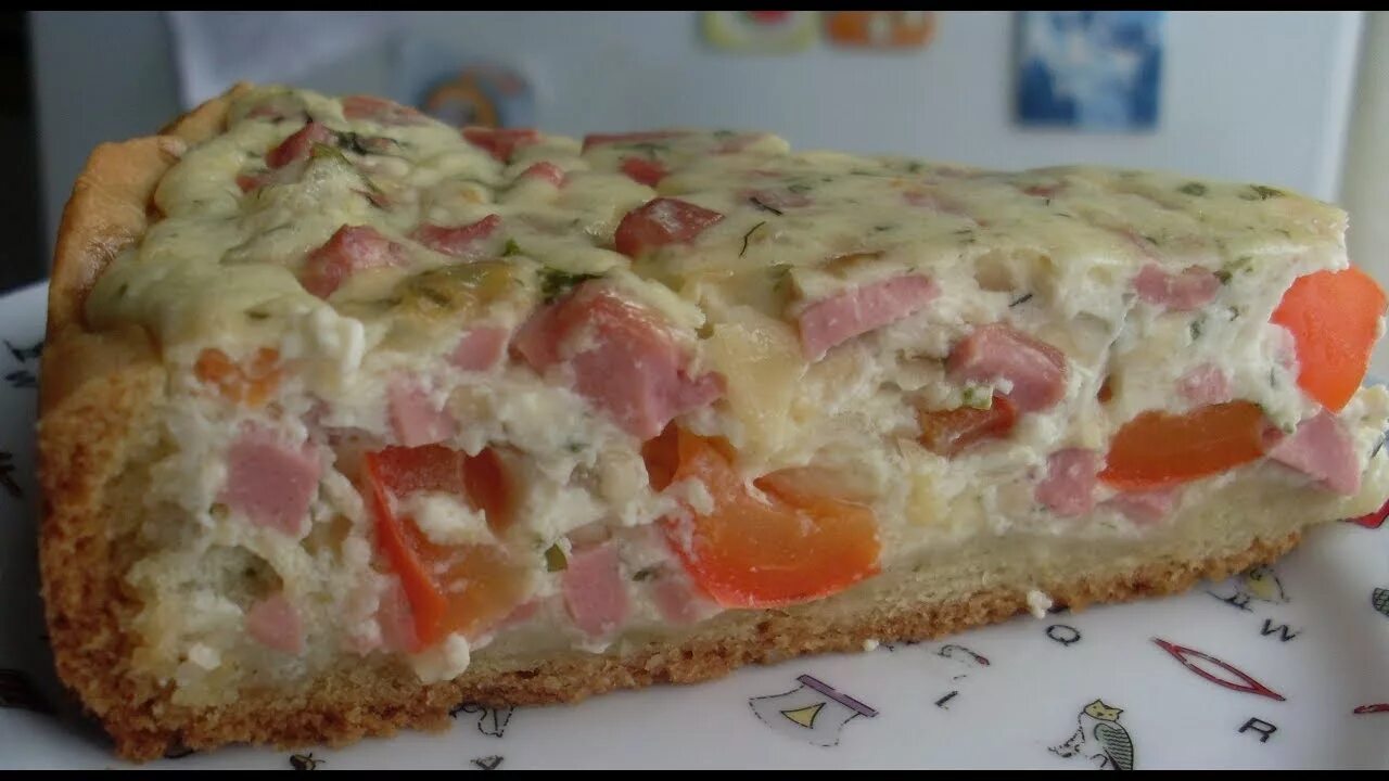 Быстрый пирог с колбасой и сыром - кулинарный рецепт