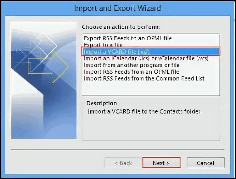 Импорт vcard. Импорт vcard