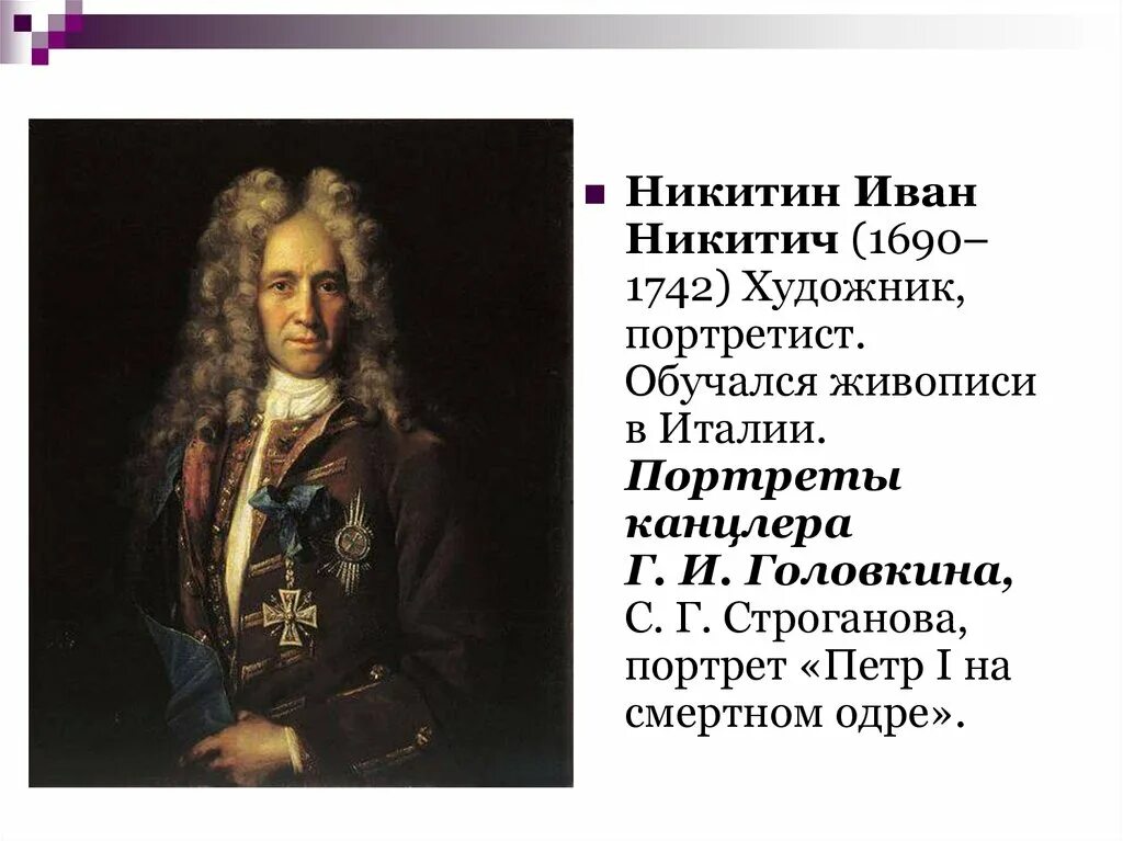 Какой памятник создал никитин в 18 веке. Портреты Никитина Ивана Никитича. Никитин художник 18 века.