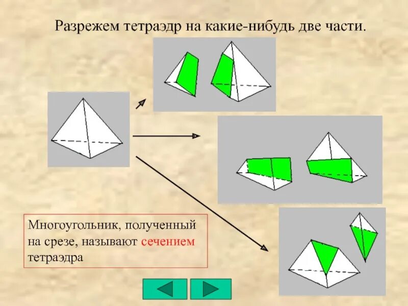 Какие многоугольники могут быть сечениями тетраэдра. Тетраэдр. тетраэдр разрезать на 2 части. тетраэдр с двух сторон. разрезка тетраэдра.
