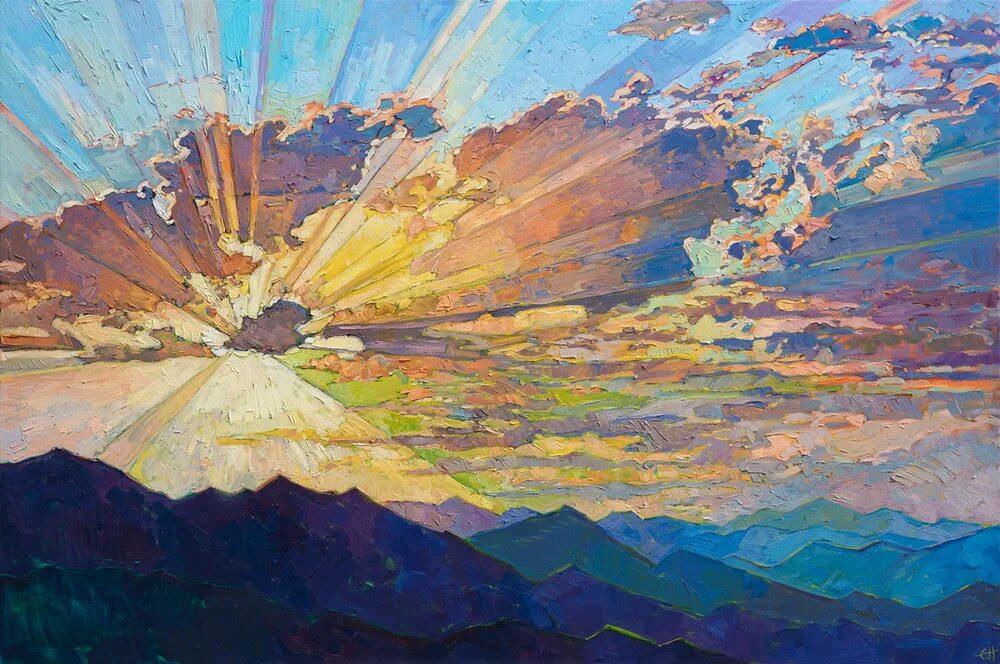 Картины написанные солнцем. Эрин хансон erin hanson. пейзажи эрин хэнсон. эрин хэнсон картины горы. импрессионизм эрин хансон.