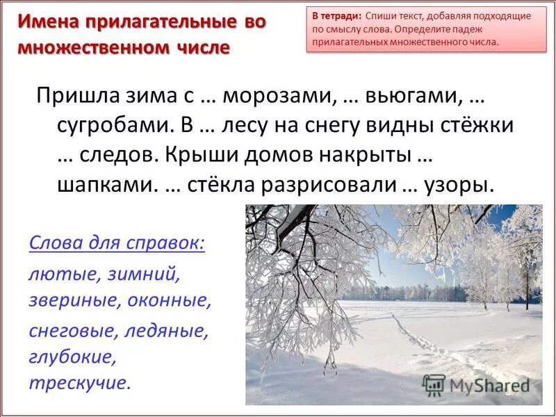 Прилагательные на зимнюю тему. Сугроб прилагательное. Прилагательные связанные с зимой. Прилагательное к слову сугроб. Пришла зима прилагательные.