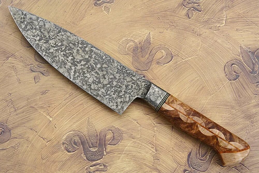 Кухонный нож. Кованые кухонные ножи. Кухонные ножи ручной работы. Кухонный нож с больстером. Купить деревообрабатывающий нож