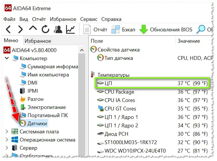 Aida64 датчики. Проверить температуру компьютера. Как узнать температуру оперативной памяти.