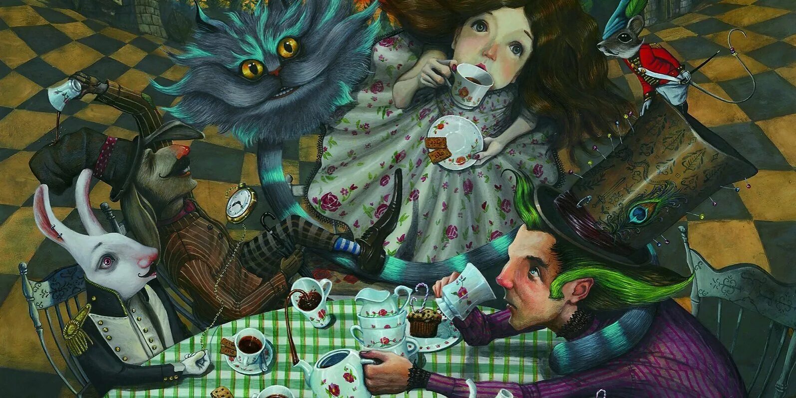 В стране чудес 9 глава. Алиса в стране чудес чаепитие у Шляпника. Льюис Кэрролл безумное чаепитие. Чаепитие Шляпника в Алисе в стране чудес. Шляпник Алиса в стране чудес.