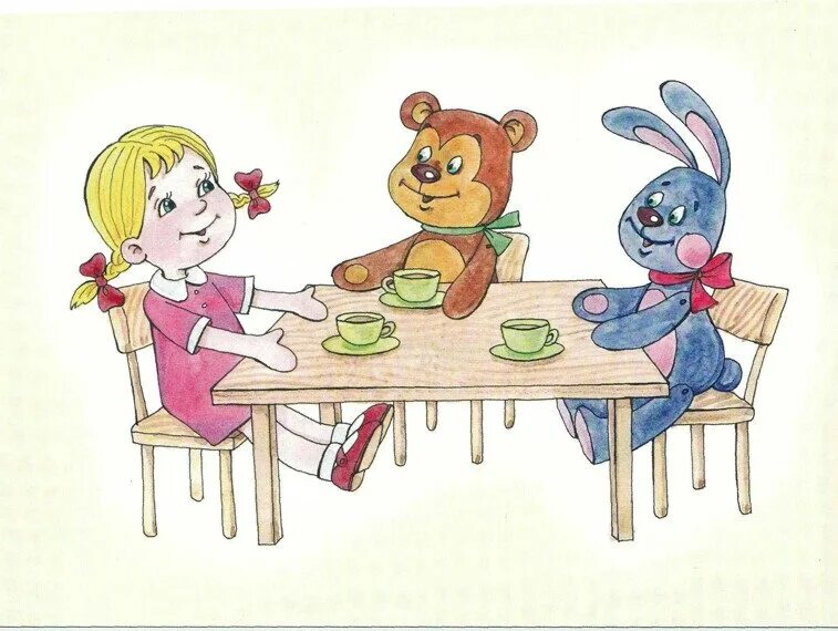 Друзья за столом рисунок. Чаепитие для детей в детском саду. В гостях у зайца. Детский сад за столом. Мы придем в гости.