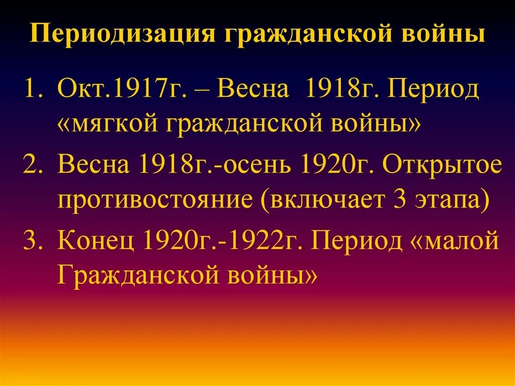 1918 1920 1922. Периодизация гражданской войны 1917. Периодизация гражданской войны 1918-1922. Периодизация гражданской войны 1918. Конец гражданской войны 1917-1922г..