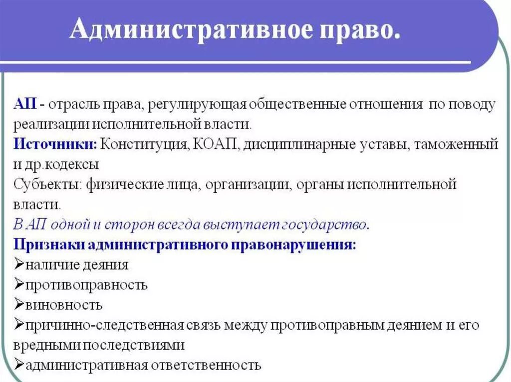 Административное правонарушение регулирует отношения