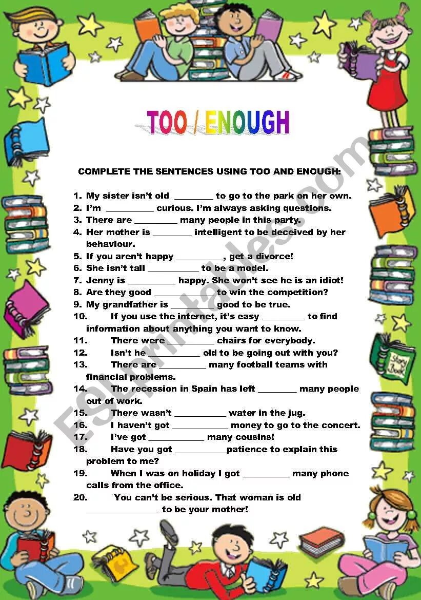 Too enough упражнения. Too enough Worksheets. Too enough задания. Enough упражнения. Adjective enough