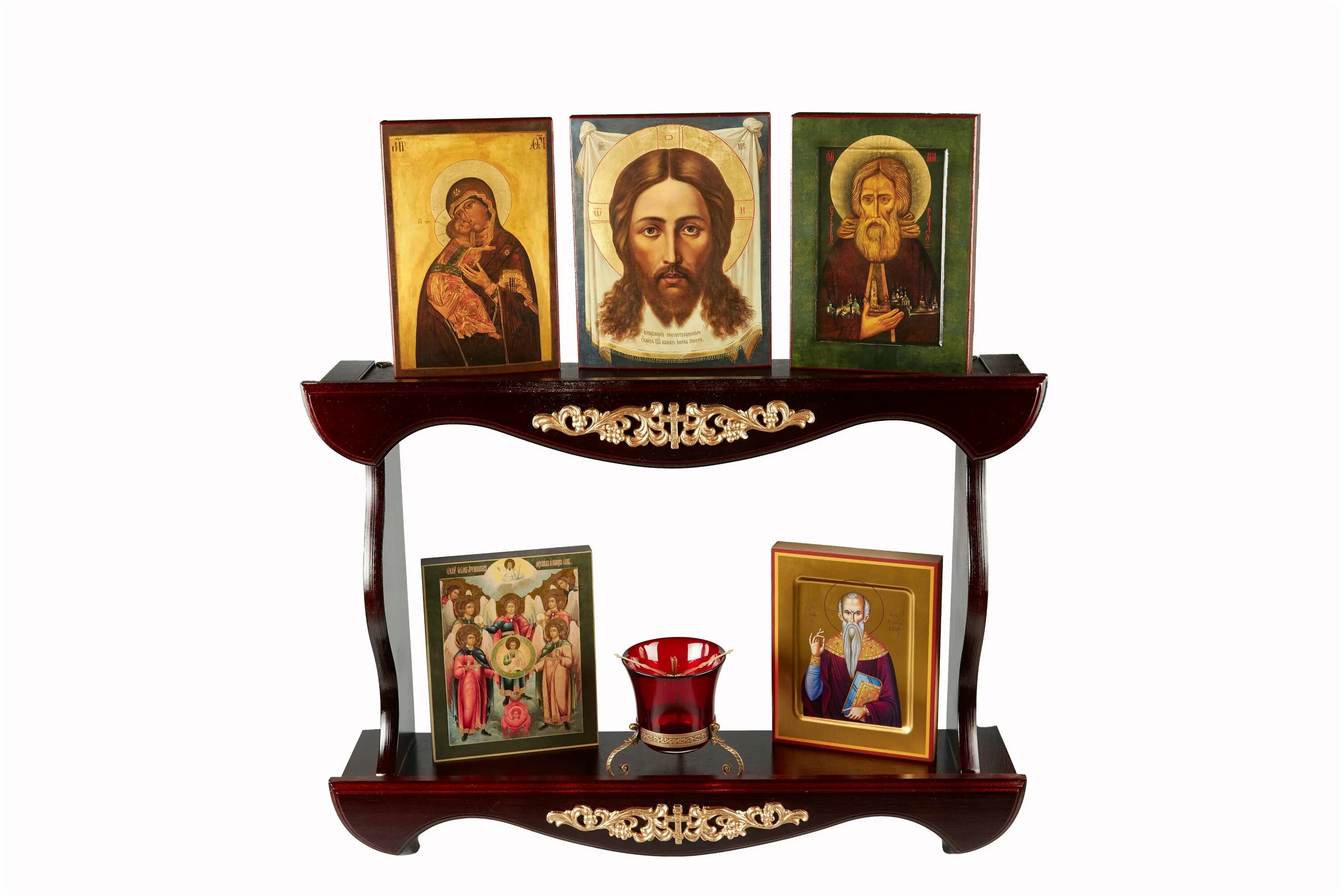 полка деревянная для икон прямая. полка вишня. полка для икон символик 023плк002 30х30 см. полочка для икон. полка для икон прямая трехъярусная.