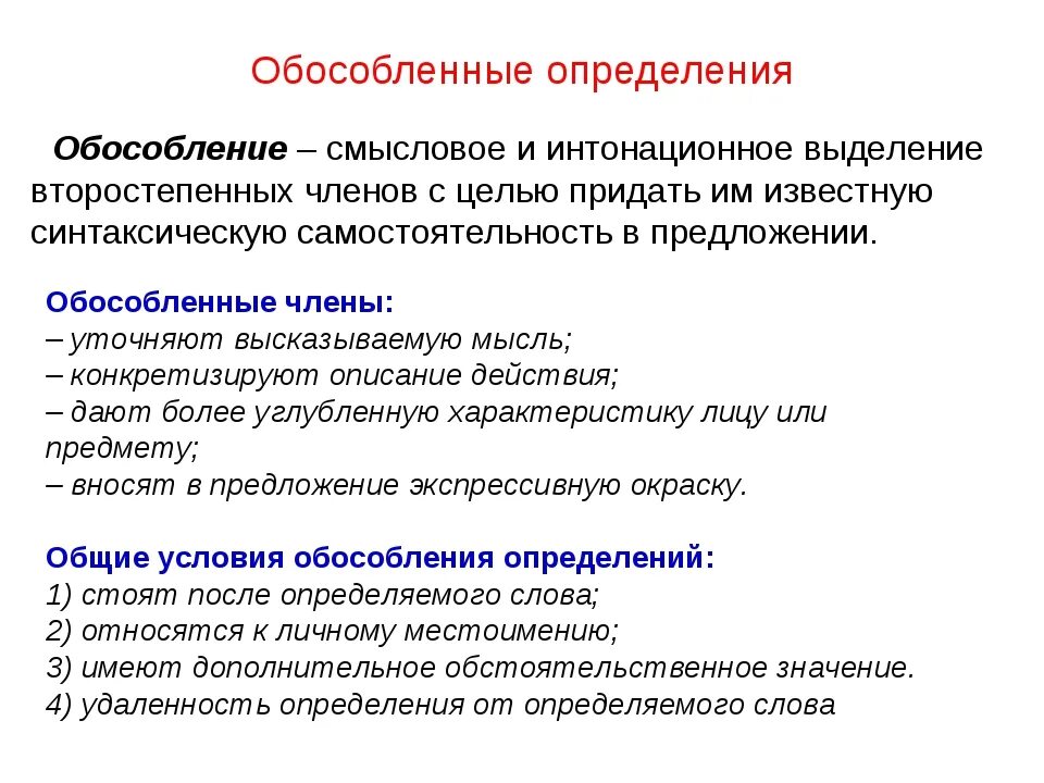 Обособленное определение в каких случаях обособляется. Оьособляемые определения. Обособленные определения. О особенное определение. Обосо.ленные определения.