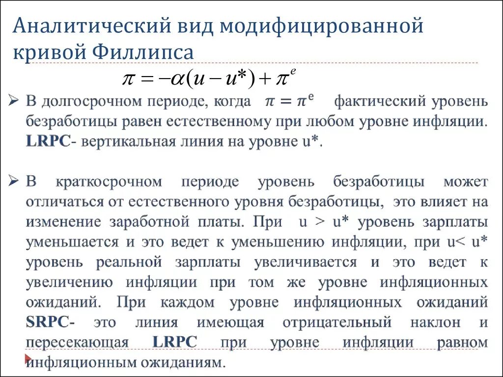 Аналитический вид. Модифицированная кривая Филлипса. Кривой Филлипса. Для презентации. Кривая Филлипса в краткосрочном и долгосрочном периоде.