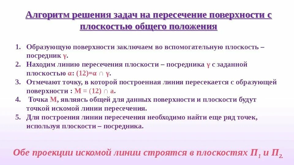 Алгоритмы решения задач на нахождение. Пересечение плоскостей алгоритм решения задач. алгоритм решения задач пересечения поверхностей. алгоритм решения задач на пересечение поверхностей с поверхностью. алгоритм решения задач в плоскости.