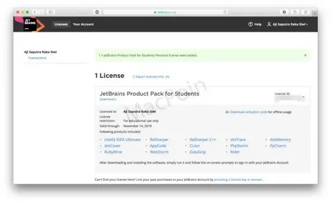 Jetbrains license