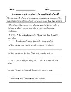 Comparative and superlative adverbs exercises