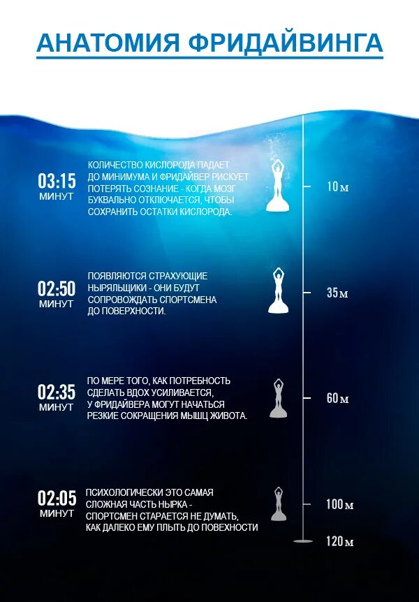 На какую максимальную глубину погружались. Инфографика глубина. Давление человека на глубине. Глубина погружения. Максимальная глубина погружения человека.