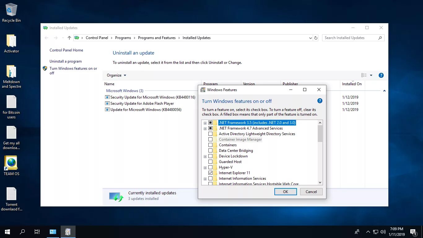 Feature win. Windows features. активатор виндовс 10. windows 10 enterprise 1709. update control windows 10.