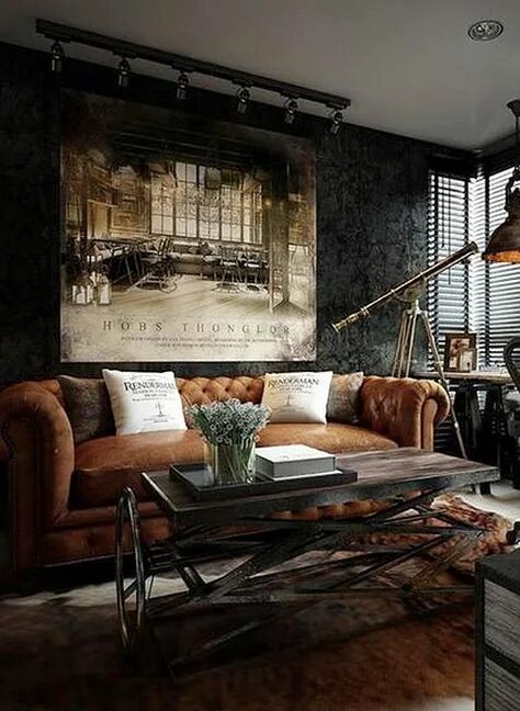 Three Dark Colored Loft Apartments with Exposed Brick Walls Small apartment inte