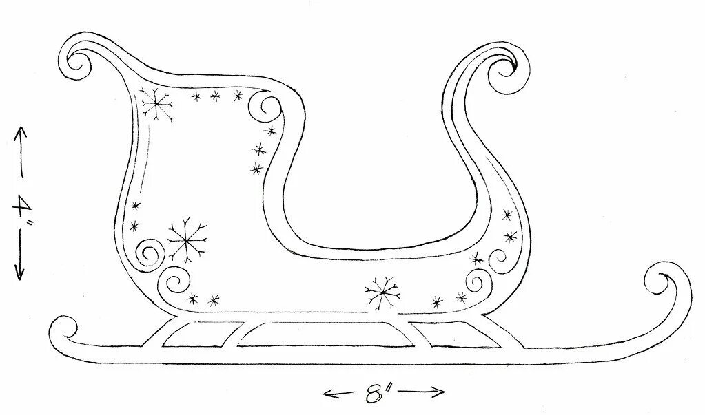 Сани трафареты для вырезания. Сани сбоку контур. Сани трафарет новогодний. Трафарет саней. Сани Деда Мороза трафарет.
