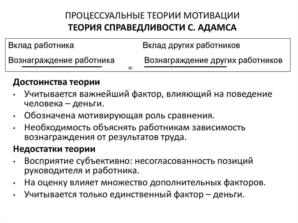 Мотивация плюс. Достоинства процессуальных теорий мотивации. Процессуальные теории мотивации недостатки. Основные теории содержания мотивации. Процессуальные теории мотивации Адамса.