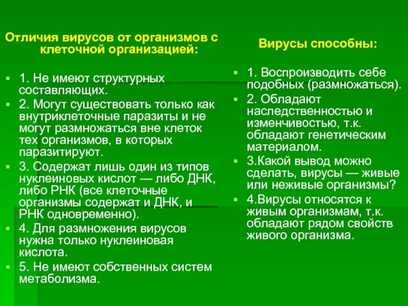 Вирусы отличия